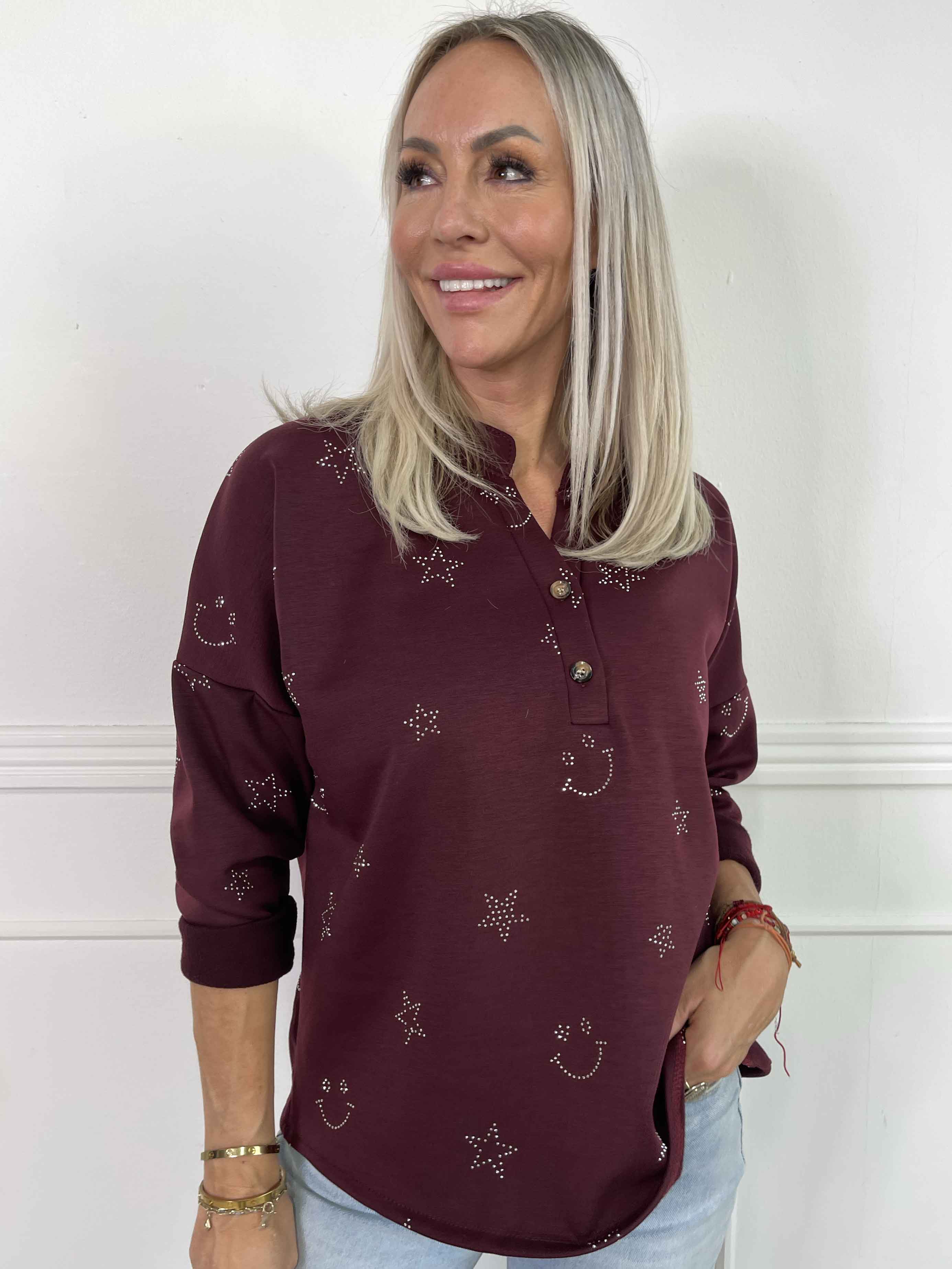 Star - Blød skjorte med smiley og stjerner af similisten